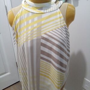 Cato Plus Size 18/20. Fun Yellow, Tan, Gray & White Sleeveless Tank Top